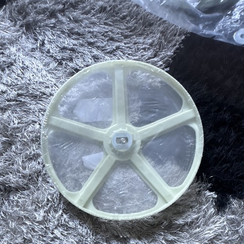 White plastic pulley - plastic,